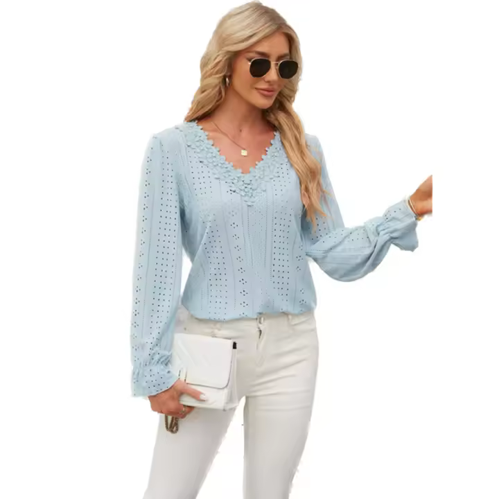 Ropa de calle informal elegante para mujer, camisetas lisas para mujer, ropa de moda para mujer, camisas Vintage para mujer, Top de primavera - 1