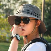 Sombrero de algodón portátil para hombre, sombrero de ala ancha para verano, protector solar, sombrero de cubo, gorra de escalada, protección Anti-UV, gorra de pesca al aire libre, verano - details 2
