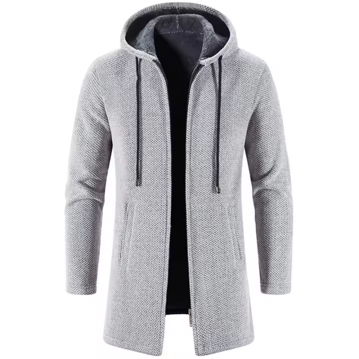 Suéteres para hombre, abrigo, Otoño Invierno, nuevo largo medio con cremallera cálida, suéteres, prendas de punto informales para hombre, abrigo, ropa para hombre - 1