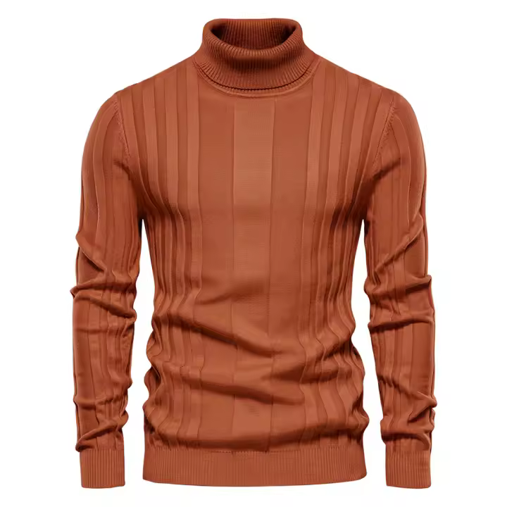 2025 Suéter de punto informal de cuello alto para hombre, camisa con parte inferior cálida, Jersey versátil, Color sólido, Otoño e Invierno, - 1