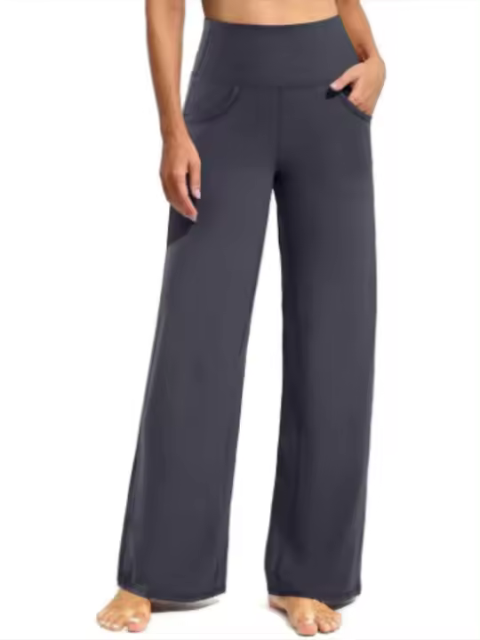 Pantalones de moda coreana para mujer, cintura alta, pierna ancha, estilo informal de Yoga para primavera y otoño - 1
