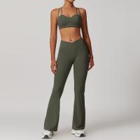 Conjunto de Yoga Ajustado de Cuidado de Belleza de Espalda Cruzada Traje de Fitness de Cintura Alta y Levantamiento de Caderas Conjunto de Nylon con Sujetador y Pantalones - details 3