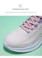 Zapatillas de correr transpirables y ligeras con tejido volador para mujer, cómodas zapatillas informales, suela gruesa plana - details 0
