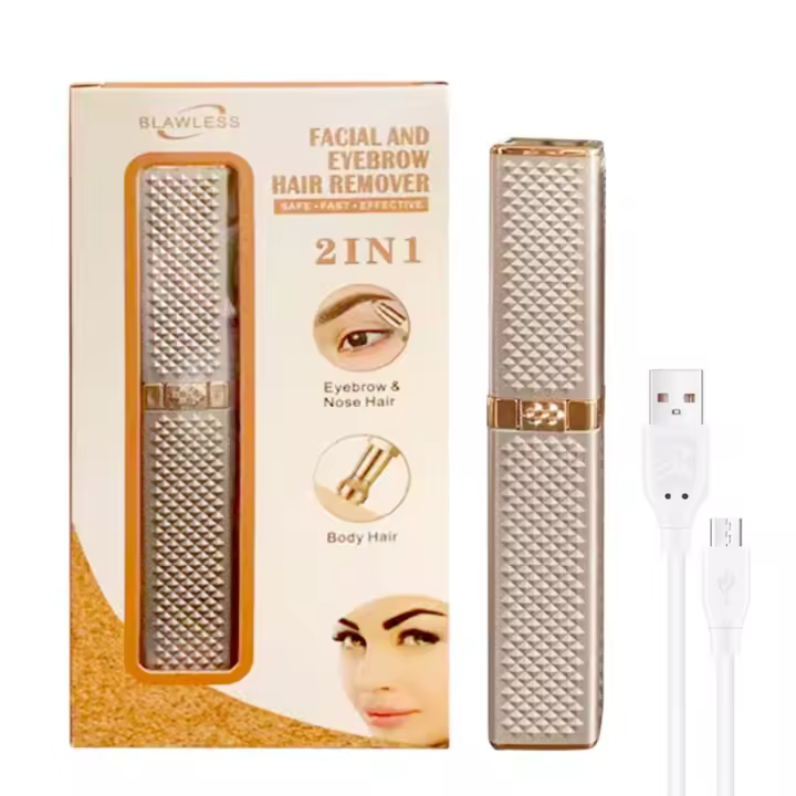 Epilador Eléctrico Portátil 2 en 1 Recargable por USB Eliminador de Vello Sin Dolor para Bikini, Cuidado Facial y Cejas Accesorios de Eliminación de Vello de Belleza - 1