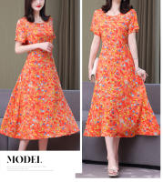 Nueva moda Casual 2024 vestidos elegantes de verano para mujeres cuello redondo estampado Vintage Vestido de manga corta ropa suelta de mujer - details 7