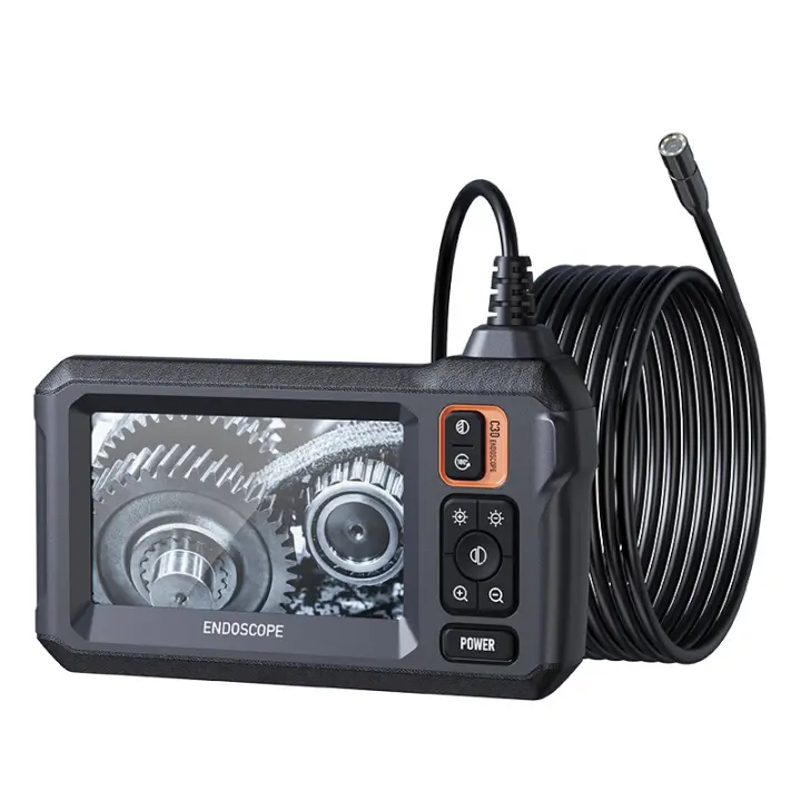 Cámara de inspección de endoscopia, boroscopio con pantalla IPS de 4,3 pulgadas con 8 luces LED, resistente al agua IP67, 1080P HD con cable flexible de 16,5 pies, dispositivo para hombres - 1