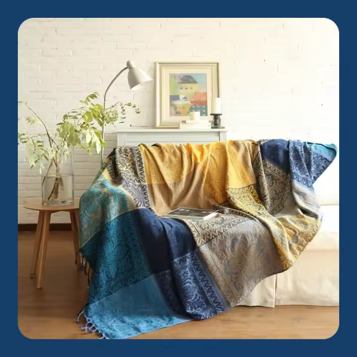 Manta de Cama de Patchwork Chenilla Cálida Funda Multiusos para Cama, Sofá, Oficina - 1