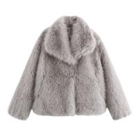 Abrigo de piel sintética para mujer, chaqueta holgada de manga larga con cuello levantado, abrigo grueso de invierno - details 1