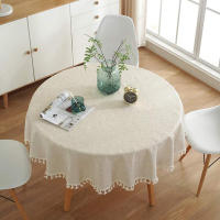 Mantel Redondo de Algodón con Borlas Cubierta de Mesa a Prueba de Polvo para Cocina y Comedor - details 2