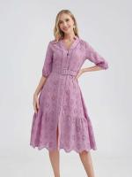 Marwin-Vestido de algodón con agujeros para mujer, Vestido informal de cintura alta con volantes y cuello en V, con volantes - details 21