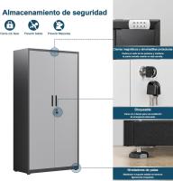 Armario de Garaje de 5 Estantes con Cerradura, Armario de Oficina con Estantes Ajustables, para Oficina, Garaje y Lavadero, Negro - details 29