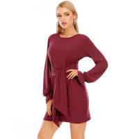 2025 primavera nuevo vestido casual de correa de manga larga de color sólido grande para mujer - details 2