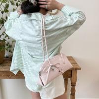 Nuevo bolso de hombro estilo coreano a cuadros, de piel sintética, con lazo dulce, estilo Boston, informal, de color sólido, bolso de mano para mujer, para regalo. - details 37