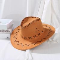 Fashion Unisex Suede Cowboy Hat Fancy Dress Jazz Hat Western Style Wide Brim Felt Fedora Hat Panama Cap Headwear Cap - details 10