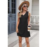 Nuevo Vestido informal de verano con cuello en V y Color sólido con cierre de palacio y bolsillo para mujer - details 25