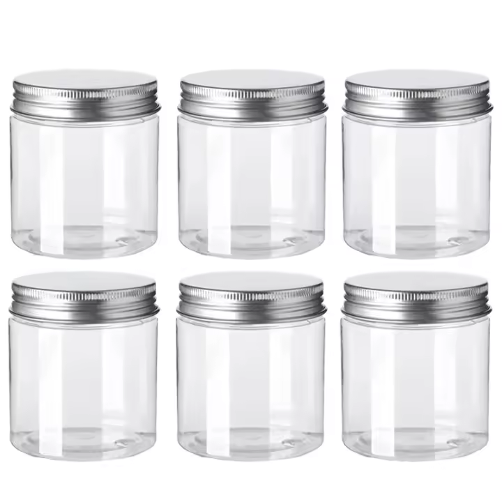 Tarro de almacenamiento con tapa para condimentos, 6 piezas, 400g de ancho, contenedores de alimentos cosméticos vacíos transparentes, frascos de cocina para el hogar, dulces y miel - 1