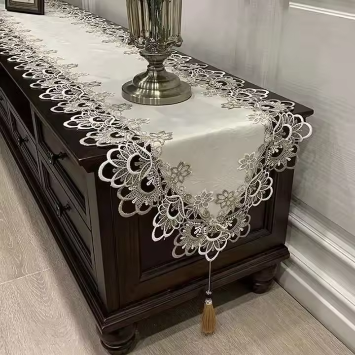 Camino de bordado ENCE, mantel mesa de comedor y mesa de centro, mueble TV, zapatero, paño toalla antirayaduras - 1