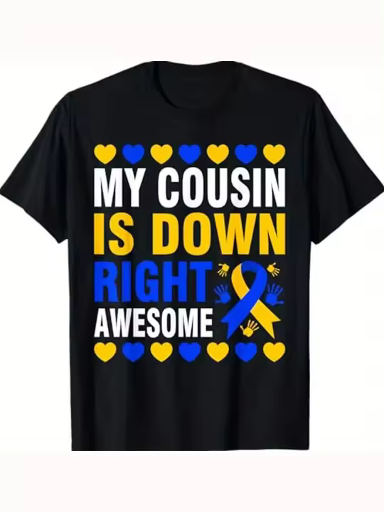 Camiseta de Conciencia de Síndrome Down Cuello Redondo Manga Corta Material de Algodón Suave y Cómodo Regalo Ideal para Papá - 1