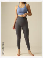 Pantalones largos ajustados de Yoga para mujer, mallas para correr a la moda, color melocotón móvil - details 11
