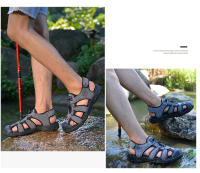 Sandalias de cuero de verano para hombre, zapatos de playa transpirables, cómodas sandalias suaves para caminar y senderismo, sandalias atléticas antideslizantes para exteriores - details 13