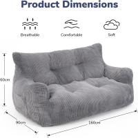 Sillon Puff con relleno incluido, sofás de dos plazas con asas portátiles, sillas de salón ergonómicas, puf interior para sala de estar, dormitorio, sala de juegos, beige - details 9