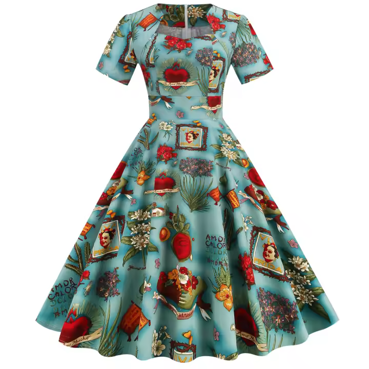 Fiesta de mujer, falda fina de lunares, retro, elegante - 1