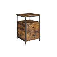 Archivador Móvil con 2 Cajones, Archivador de Oficina con Ruedas, Compartimento Abierto, Marco de Acero, Estilo Industrial, Marrón Rústico y Negro Tinta OFC71X - details 15