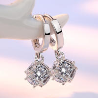 Pendientes de plata de ley 925 para mujer, aretes con hebilla cuadrada de circonita Aaa, regalos de joyería - details 1