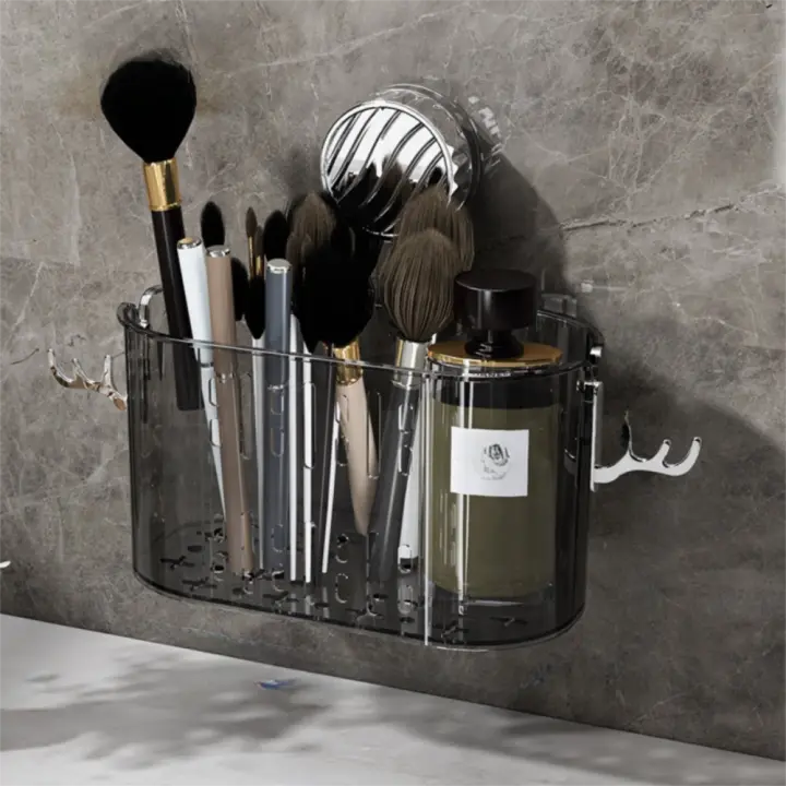 Estante de ducha con ventosa de lujo ligero, estante de almacenamiento montado en pared extraíble con astas, organizador para ahorrar espacio, soporte para cesta de drenaje - 1