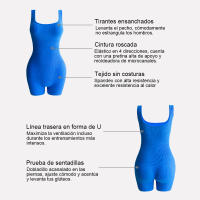 Mono de Yoga sin costuras para mujer, ropa deportiva acanalada con cuello cuadrado, sin mangas, una pieza - details 6