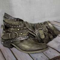 Zapatos de mujer Retro británico Otoño e Invierno tacón grueso zapatos de cuero de gran tamaño botas de mujer de tubo corto - details 1