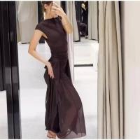 Vestido de noche largo elegante OUWU Fashion Mesh Patchwork Midi con mangas onduladas - details 12