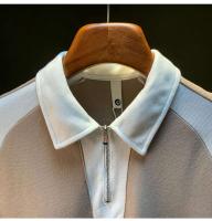 Polo empalmado con patrón cuadrado de gofres para hombre, camiseta holgada y transpirable de cinco mangas, innovadora para 2025, informal de verano - details 8