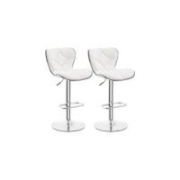 Juego de 2 Taburetes de Metal Ajustables para Cocina Altura de 89-111 cm Diseño Industrial Blanco - details 8