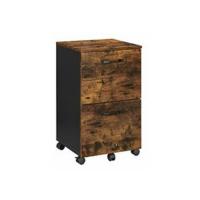 Archivador Móvil con 2 Cajones, Archivador de Oficina con Ruedas, Compartimento Abierto, Marco de Acero, Estilo Industrial, Marrón Rústico y Negro Tinta OFC71X - details 13
