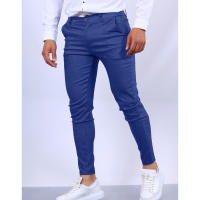 Nuevos pantalones formales informales con textura de Color sólido para hombre, pantalones ajustados cónicos populares para las cuatro estaciones - details 6