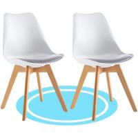 Sillas de Comedor, Sillas de Cocina Nórdicas con Asiento Blando, Tapizado y Patas de Madera de Haya Resistente, Blanco, 2 Sillas - details 8