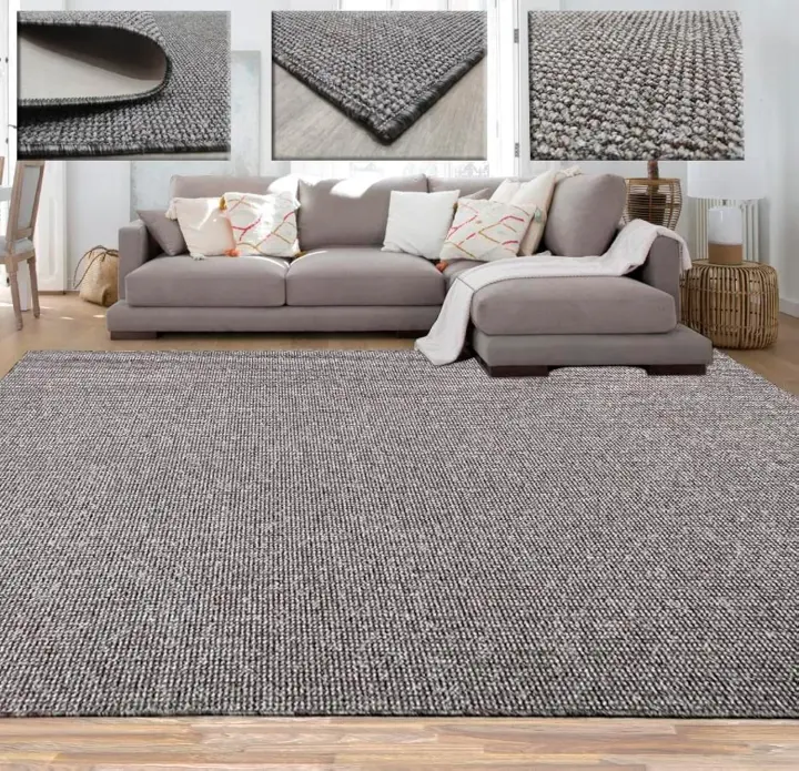 Alfombra Cuadrada Rústica de Yute Natural Ideal para Entrada, Sala, Dormitorio, Cocina Color Taupe - 1