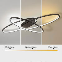 Luz LED de techo con Control remoto, iluminación moderna de 3 elipses largos escalonados, color negro/blanco, para comedor y dormitorio - details 1
