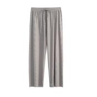 Pantalones anchos hasta el tobillo para mujer Pantalón informal de cintura elástica sólido, pantalones sueltos de seda de hielo, primavera y verano - details 7