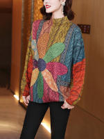 Jersey de cuello alto para mujer, Jersey holgado con estampado, cálido e informal, de lujo, elegante, a la moda, para invierno, 2023 - details 4