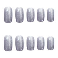 Parche de uñas postizas de color púrpura y gris, pegamento extraíble, párrafo corto, moda, ahorra tiempo, 24 piezas - details 0