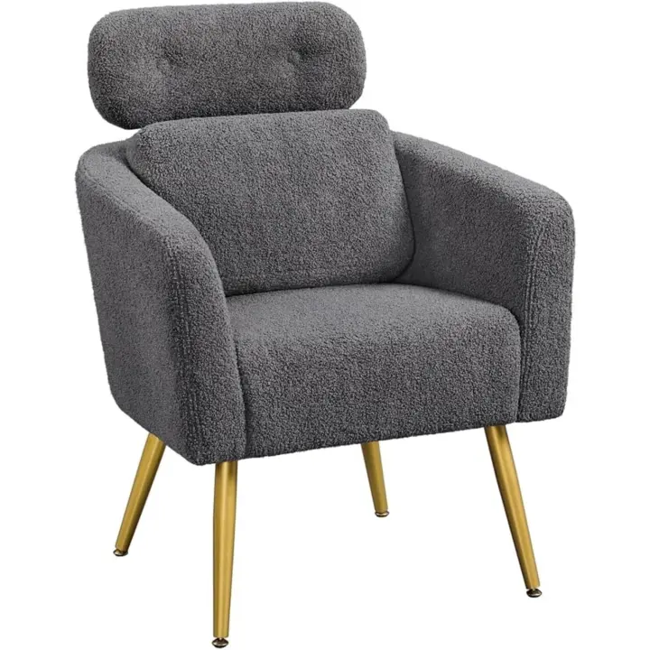 Butaca de Salón con Reposacabezas Ajustable 3 Posiciones Silla de Ocio Respaldo Ergonómico y Soporte Lumbar Sillón Relax Individual Carga 136 kg para Salón, Dormitorio, Oficina - 1