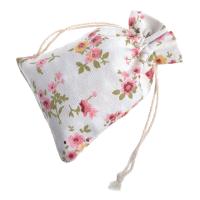 50 bolsas florales de arpillera con cordón, bolsa de regalo de lino, bolsas de joyería, sacos para fiesta de boda de Navidad, 5,3 x 3,9 pulgadas - details 3