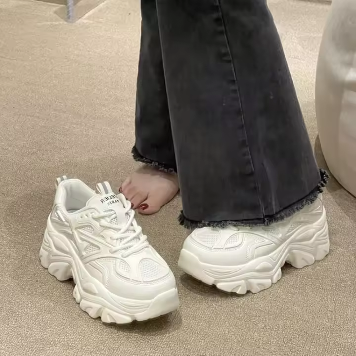 Zapatillas Deportivas Negras para Mujer 2025 Estilo Casual de Moda Zapatos de Malla de Cuero - 1