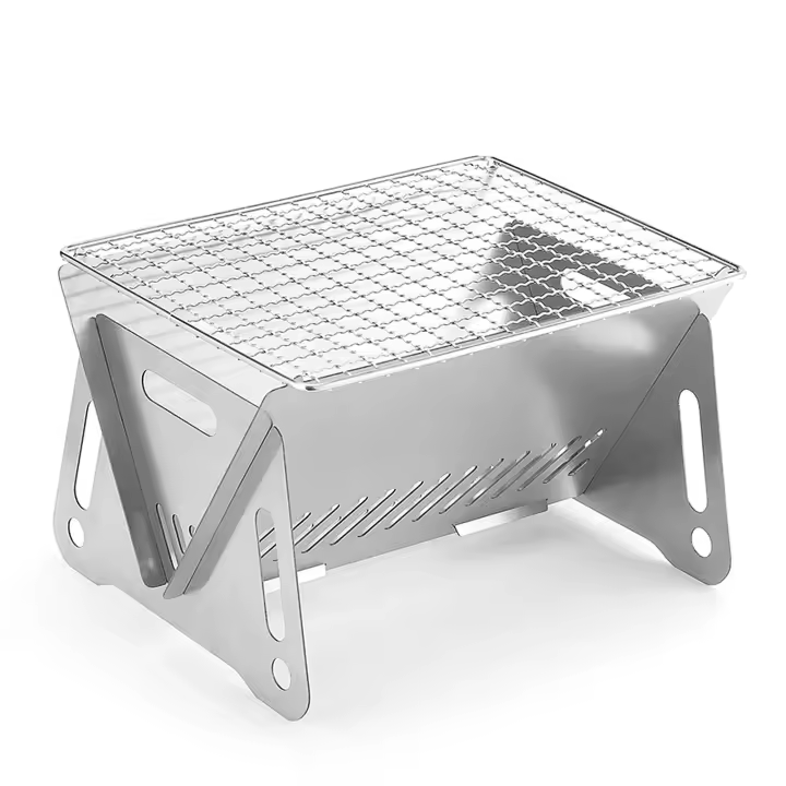 Estufa de Camping de Acero Inoxidable Plegable Portátil Cocina al Aire Libre con Placa de Parrilla - 1