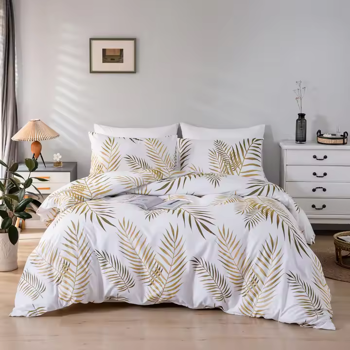 Juego de Ropa de Cama Moderno Botánico Patrón de Hojas de Palmera Reversible - 1
