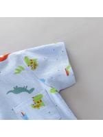 Conjunto de 2 piezas de camisa de manga corta con cuello alto y estampado de dinosaurio de dibujos animados para bebés y niños pequeños - details 4