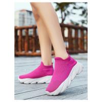 Zapatos Deportivos Con Plataforma A La Moda Para Hombre, Zapatillas Informales De Punto Rojo De Alta Calidad, Zapatillas Para Correr Ligeras Y Transpirables Sin Cordones Para Hombre - details 20