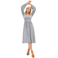 2025 primavera nuevo vestido de dama de honor de manga larga de color sólido bordado con lentejuelas de talla grande para mujer elegante - details 6